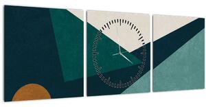 Obraz - Kubistická abstrakce (s hodinami) (90x30 cm)