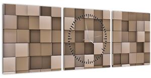 Obraz - Béžové krychle (s hodinami) (90x30 cm)