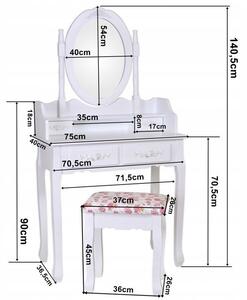 Kvalitní toaletní stolek se židlí v šedé barvě