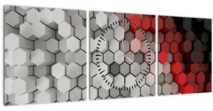 Obraz - 3D hexagony (s hodinami) (90x30 cm)
