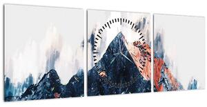 Obraz - Abstraktní hora (s hodinami) (90x30 cm)