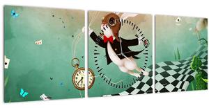 Obraz - Fantasy králíček (s hodinami) (90x30 cm)