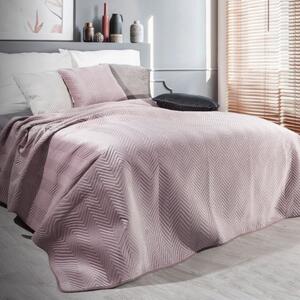 Dekorační oboustranný přehoz na postel pudrově růžové barvy