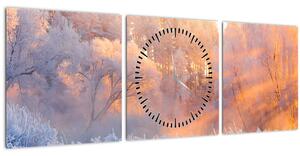 Obraz - Mrazivé svítání (s hodinami) (90x30 cm)