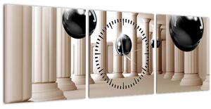Obraz - Koule mezi sloupy (s hodinami) (90x30 cm)