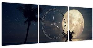 Obraz - Pláž za úplňku (s hodinami) (90x30 cm)