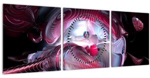 Obraz - Abstrakce, vesmírní červi (s hodinami) (90x30 cm)