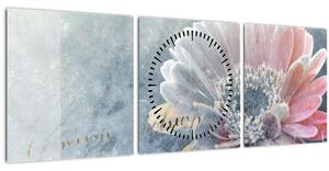 Obraz - Zimní květ (s hodinami) (90x30 cm)