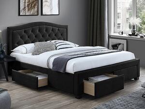 SIGNAL SIG Čalouněná postel ELECTRA se zásuvkami velvet černá 160x200