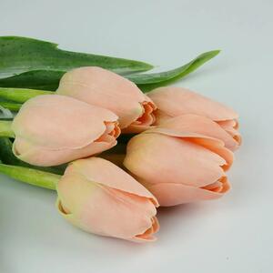 Umělý tulipán lososovo- zelený- 43 cm, č. 17