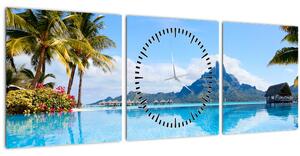 Obraz - Bora-Bora, Francouzská Polynésie (s hodinami) (90x30 cm)