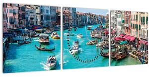 Obraz - Canal Grande, Benátky, Itálie (s hodinami) (90x30 cm)