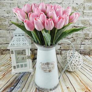 Umělý tulipán růžovo- bílý- 43 cm, č. 22