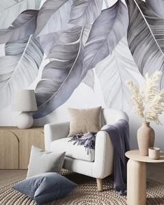 Fototapety Velké, světle modré banánové listy s detailními žilkami, texturovaný motiv, světlé pozadí, Tapety Unikátní, w09941v1 : uwalls.cz