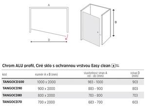 EBS Tango Pivotové jednokřídlé dveře 70x200 cm, chrom/čiré sklo TANGOCD70