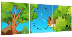 Obraz - Veselé sovičky (s hodinami) (90x30 cm)