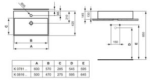Ideal Standard K081601 - Umyvadlo na desku STRADA 60x42 cm keramika/bílá