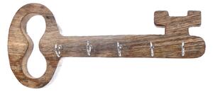 InDecor Věšák na klíče z mangového dřeva Old key, 25 x 5 x 11 cm