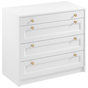 Komoda REL K4S | 90 cm | bílá | lamino o síle 18 mm + ozdobné MDF lišty 18 mm