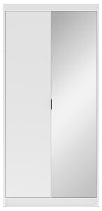 Šatní skříň ELENA 2D 1L + zrcadlo | 89,7 cm | bílá