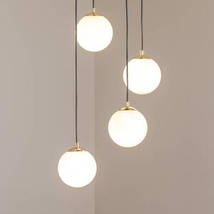 Euluna Závěsné světlo Glassy, 4-ramenné, kulaté, černé/opálové, stmívatelný, Černá, Obývací pokoj / jídelna, Sklo, Moderní