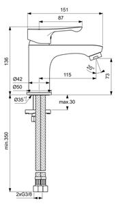 Ideal Standard BC552AA - Umyvadlová baterie ALPHA 13,6 cm lesklý chrom