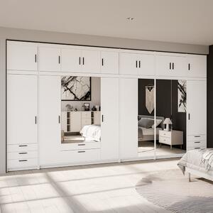 Šatní skříň ELENA + nástavce | sestava 475,5 cm | bílá