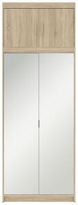 Šatní skříň ELENA 2D + zrcadla + nástavec | 89,7 cm | dub sonoma