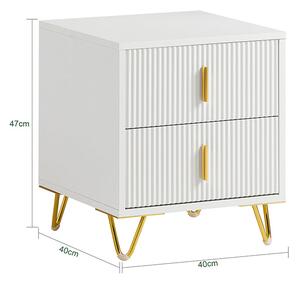 SoBuy FBT115-W Noční stolek se 2 zásuvkami Odkládací stolek Bílý 40x47x40cm