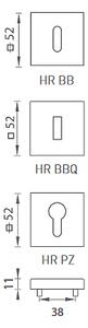 Dveřní rozeta MP TI HR 52x52 mm (OC), BBQ - otvor pro hrantý klíč, MP OC (chrom lesklý)