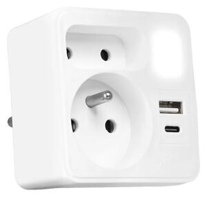 Rozbočovací zásuvka 2Z + USB-C + USB-A s LED osvětlením 0,5W/230V 3000K