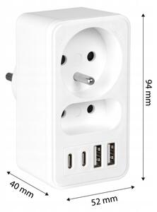 Rozbočovací zásuvka 2Z + 2xUSB-C + 2xUSB-A