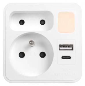 Rozbočovací zásuvka 2Z + USB-C + USB-A s LED osvětlením 0,5W/230V 3000K