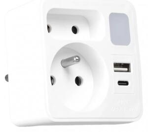 Rozbočovací zásuvka 2Z + USB-C + USB-A s LED osvětlením 0,5W/230V 3000K