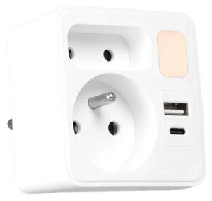Rozbočovací zásuvka 2Z + USB-C + USB-A s LED osvětlením 0,5W/230V 3000K