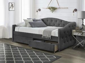 Čalouněná postel ALOHA se zásuvkami velvet šedá 90x200