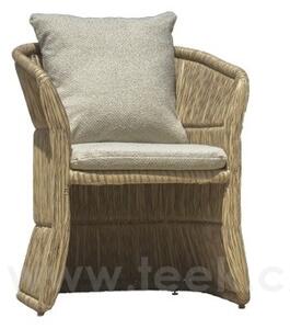Apple Bee Jidelní křeslo Gili, Apple Bee, 64x69x90 cmrám hliník, výplet umělý ratan Twisted Leaf Natural, sedáky venkovní látka Boucle Cream
