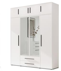 MAXIONE b | šatní skříň SZ4D2SZ + nástavec | se zrcadly | 197,6 cm | bílá mat