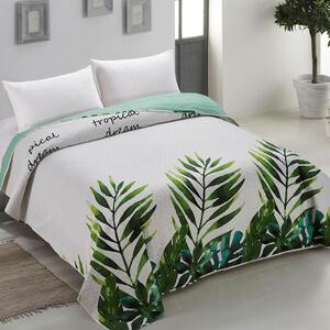 Prošívaný oboustranný přehoz na postel s tropickým motivem