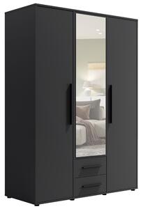 MAXIONE c | šatní skříň SZ3D2SZ MX-12 se zrcadlem | 150 cm | černá mat