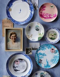 Pip Studio Heritage talíř Ø23cm, modro-bíly (Porelánový talíř s lodí)