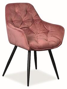 SIGNAL Jídelní židle/křeslo CHERRY velvet růžové