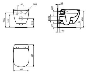 Ideal Standard T536001 - Závěsné WC Rimless s prké. SoftClose TESI keramika/bílá