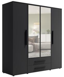 MAXIONE c | šatní skříň SZ4D2SZ MX-13 se zrcadly | 197,6 cm | černá mat