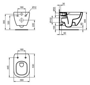 Ideal Standard T493201 - Závěsné WC Rimless TESI keramika/bílá