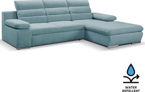Sedací souprava GRECO MINI | 278x185 cm | PRAVÁ | 74 modrá WATER REPELLENT | rozkládací + úložný prostor