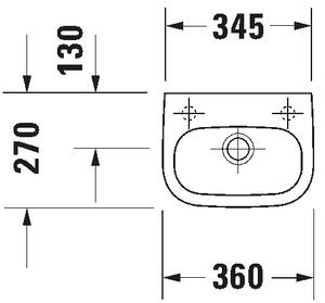 Duravit 7053600082 - Závěsné umyvadlo D-CODE 36x27 cm keramika/lesklá bílá