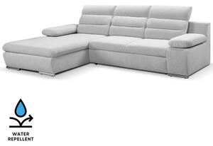 Sedací souprava GRECO MINI | 185x278 cm | LEVÁ | 80 světle šedá WATER REPELLENT | rozkládací + úložný prostor