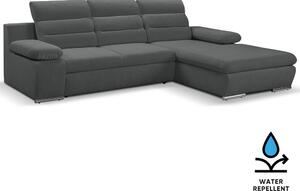 Sedací souprava GRECO MINI | 278x185 cm | PRAVÁ | 97 tmavě šedá WATER REPELLENT | rozkládací + úložný prostor