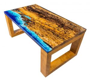 Konferenční stolek - 91 x 51 cm - špaltovaný buk / epoxidová pryskyřice